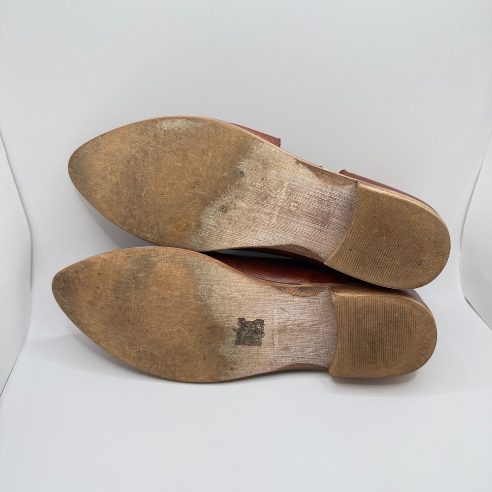 Free People Royale Flat Brown Leather Pointed Toe DOrsay Slip On Shoes 41 - Picture 8 of 10